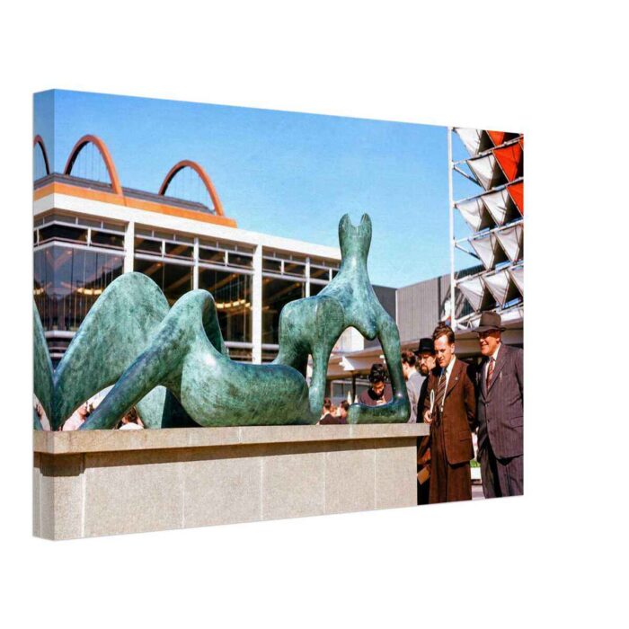 Henry Moore Reclining Figure sculpture at the Festival of Britain, South Bank, London 1951 - Canvas Print