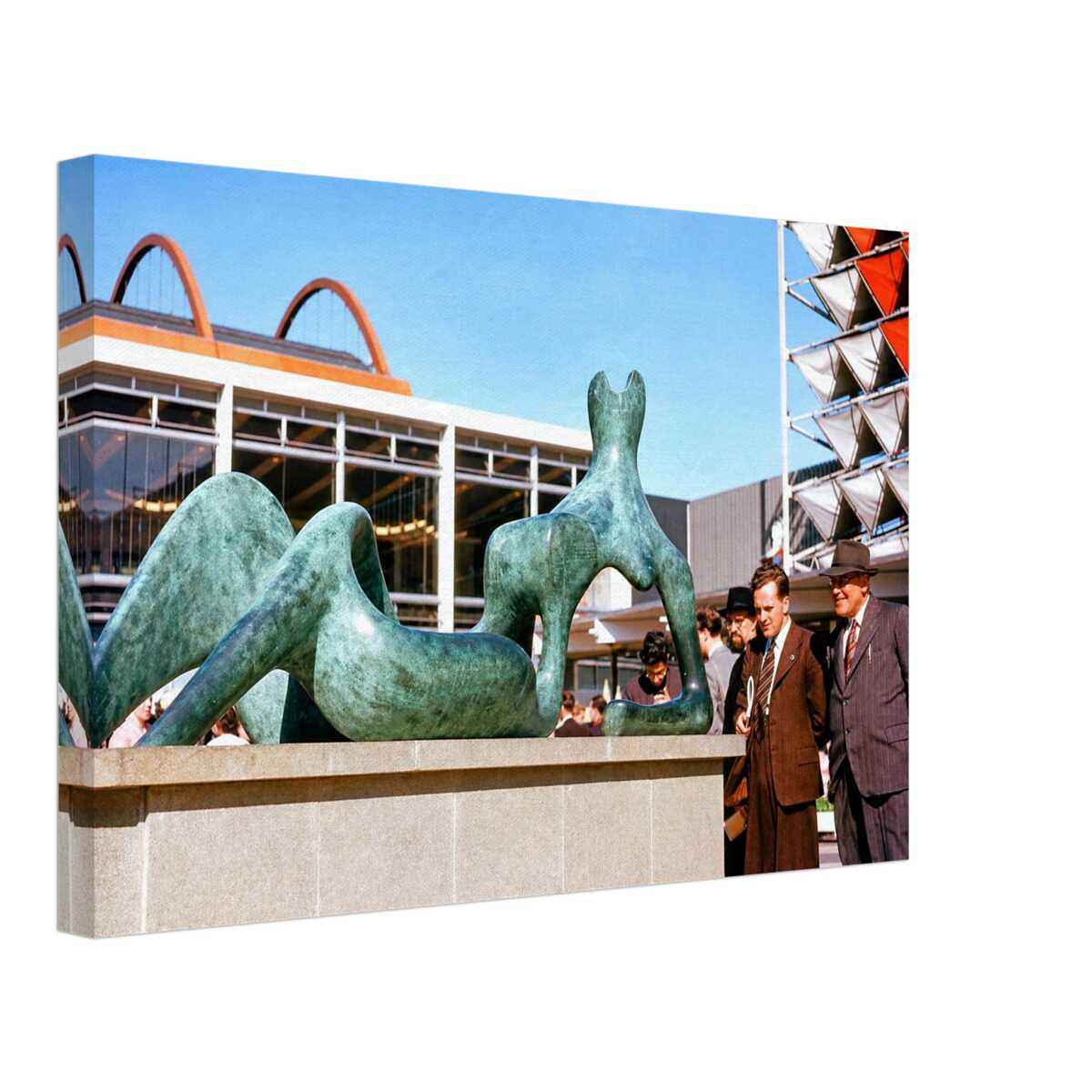 Henry Moore Reclining Figure sculpture at the Festival of Britain, South Bank, London 1951 - Canvas Print
