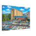 1970s view of the Hersheypark Monorail passing the Hershey Chocolate Factory silos in Hershey, Pennsylvania, reimagined in a painterly style from a genuine vintage color photograph.