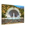 Hollywood Bowl with Fountains, California 1950s - Canvas Print Painterly 1950s view of the Hollywood Bowl in California, with fountains in front of the amphitheater, rows of seats, visitors and hills behind the stage.