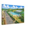 Indoor & Outdoor Swimming Pools, Butlins Ayr Holiday Camp 1980s - Canvas Print 1980s painterly aerial view of the indoor and outdoor swimming pools at Butlin's Ayr Holiday Camp, Scotland, seen from the chairlift - canvas print.