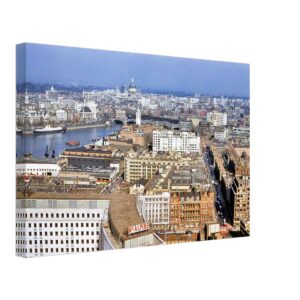 London Skyline from the Shell Centre Tower 1960s - Canvas Print Central London skyline with St Paul's Cathedral, Oxo Tower and River Thames seen from Shell Centre Tower in 1961 - Canvas Print