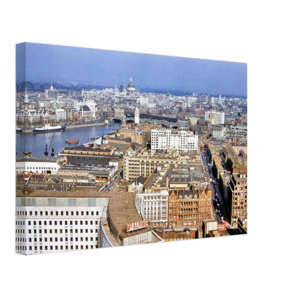 London Skyline from the Shell Centre Tower 1960s - Canvas Print Central London skyline with St Paul's Cathedral, Oxo Tower and River Thames seen from Shell Centre Tower in 1961 - Canvas Print
