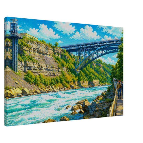 Michigan Central Railway Bridge, Niagara Falls 1962 - Canvas Print Michigan Central Railway Bridge spanning the Niagara River at Niagara Falls, Ontario and New York 1962 - Canvas Print