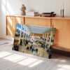 Midtown Plaza, Rochester, New York 1960s - Canvas Print 1960s interior of Midtown Plaza in Rochester, New York, featuring the famous Clock of Nations, reimagined in a painterly style from a genuine vintage color photograph.