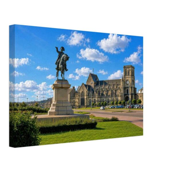 1960s photograph of the Monument à Napoléon in Place Napoléon, Cherbourg, Normandy, France, with the Basilica of Sainte-Trinité in the background.