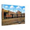 North Bridge Road, Doncaster, England 1950s - Canvas Print 1950s painterly view of North Bridge Road, Doncaster, showing railway cattle wagons and the Brown Cow pub advertising Taddy Ales - canvas print.