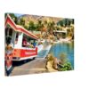 Vintage 1970s Universal Studios Hollywood Glamor Tram passing through the Parting of the Red Sea attraction in California.