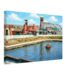 Painterly 1950s view of Pleasureland in Southport, England, with Ghost Train, River Caves, windmill, roller coaster, boating pool and fairground buildings.