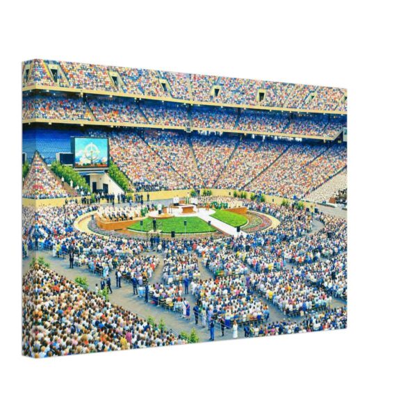 Pope John Paul II at the Pontiac Silverdome 1987 – Canvas Print Pope John Paul II at the Pontiac Silverdome in Michigan in the 1980s during a public Mass - Canvas Print