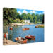 Regent's Park Boating Lake, London 1960s - Canvas Print 1960s children rowing wooden boats on the boating lake in Regent's Park, London, reimagined in a painterly style from a genuine vintage color photograph.