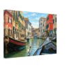 Rio Marin, Venice, Italy 1960s – Canvas Print Painterly 1960s view of Rio Marin in Venice, with gondolas, colorful canal-side buildings, reflections, a distant bridge and blue sky.