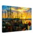 1970s painterly sunset view of fishing boats in Oban Harbour, Scotland - canvas print.