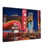 The Mint, Fremont Street, Las Vegas 1960s - Canvas Print Painterly 1960s night view of Fremont Street in Las Vegas, with glowing casino signs for The Mint, Hotel Fremont, Horseshoe and Lucky, plus traffic and crowds.