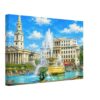 Trafalgar Square Fountains, London 1960s – Canvas Print Painterly 1960s view of Trafalgar Square in London, with fountains, St Martin-in-the-Fields, South Africa House, red buses and crowds.