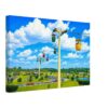 Walt Disney World Skyway and Tomorrowland Speedway, Florida 1970s - Canvas Print Walt Disney World Skyway gondolas passing above the Tomorrowland Speedway in Florida, 1970s - Canvas Print