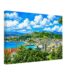 1970s painterly view of Wellington Harbour, New Zealand overlooking the city skyline and harbor - canvas print.
