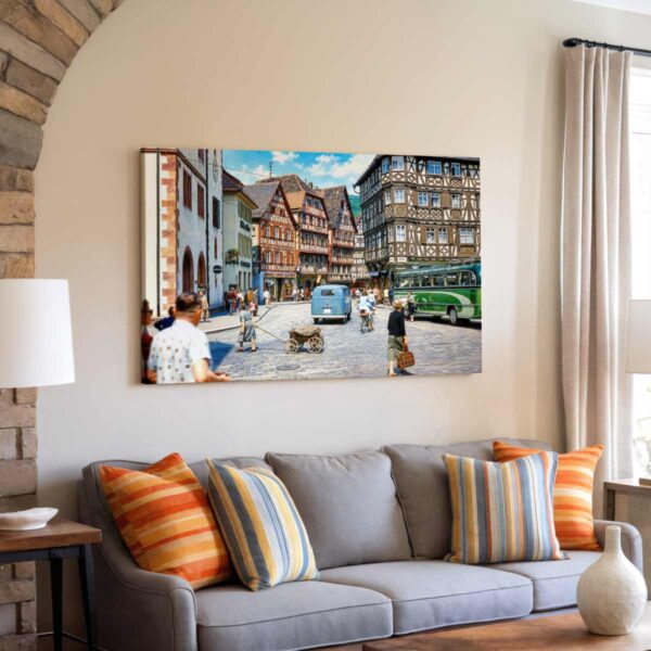 Marktplatz, Mosbach, Baden-Württemberg, Germany 1960s - Canvas Print