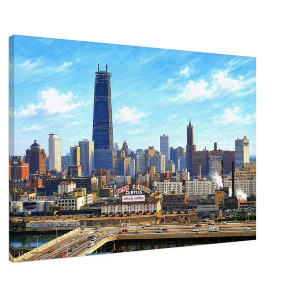 John Hancock Center Under Construction, Chicago 1960s - Canvas Print b008e493-bfaf-42a5-806b-d9d2f2e42502