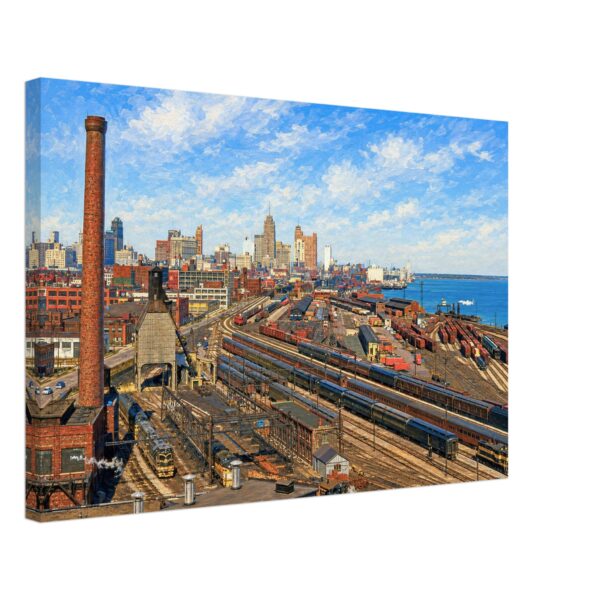 Detroit Riverfront from the Ambassador Bridge 1950s – Canvas Print b6436dd9-14c3-4d71-a428-429a08dcdb7c