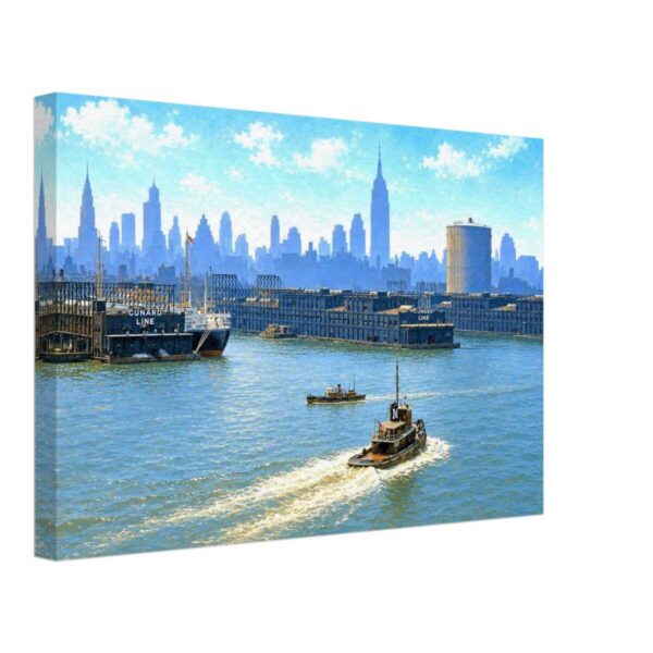 New York Harbor and Manhattan Skyline 1950s - Canvas Print c91b1e1a-073b-4126-b09a-214b1858ac61
