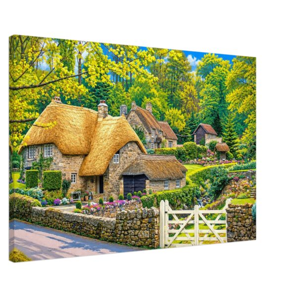 Thatched Cottage in Buckland in the Moor, Devon 1970s – Canvas Print ce8125f6-3920-49cd-b053-191370d83c16
