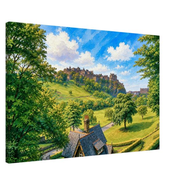 Princess Street Gardens & Edinburgh Castle 1950s - Canvas Print cea54e31-e8f6-4576-be7d-a866a8653aae