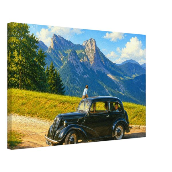 Ford Popular at the Mythen Mountains, Switzerland 1960s - Canvas Print ced49931-53eb-4e7e-bf57-076f6efcce3b