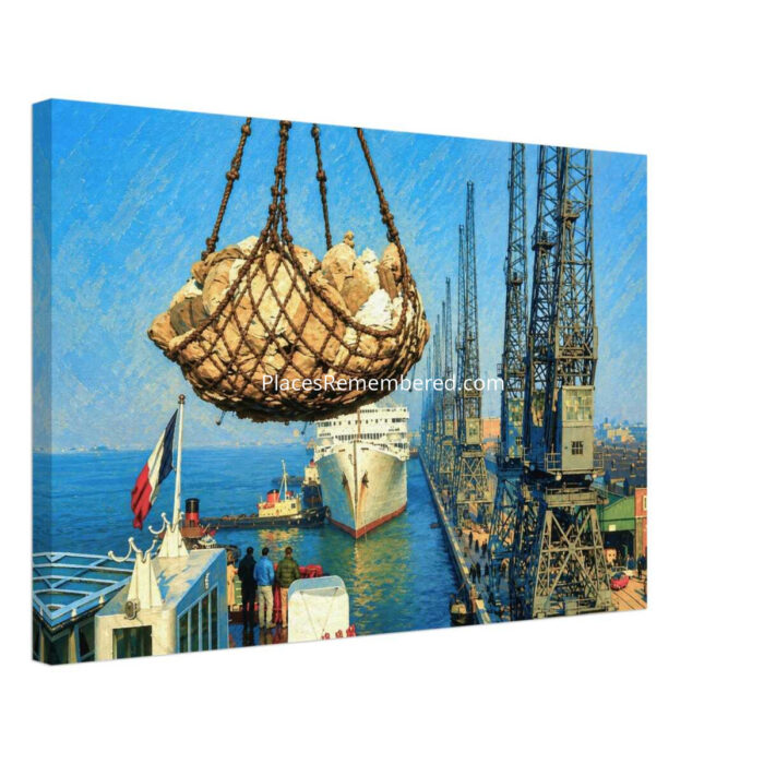 SS France at Southampton Docks, England 1960s - Canvas Print d19b1ef6-68cf-40b3-bbe6-95d3cf4245f2