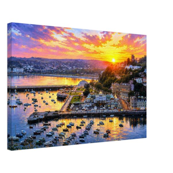 Torquay Harbour at Sunset, Devon, England 1970s - Canvas Print dbabecd8-83e8-4d8b-96fa-1500f6bac432