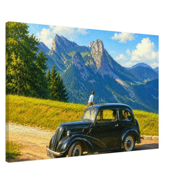 Ford Popular at the Mythen Mountains, Switzerland 1960s - Canvas Print e25e1709-23f8-41d6-9bf9-f60a4fe4e6c1