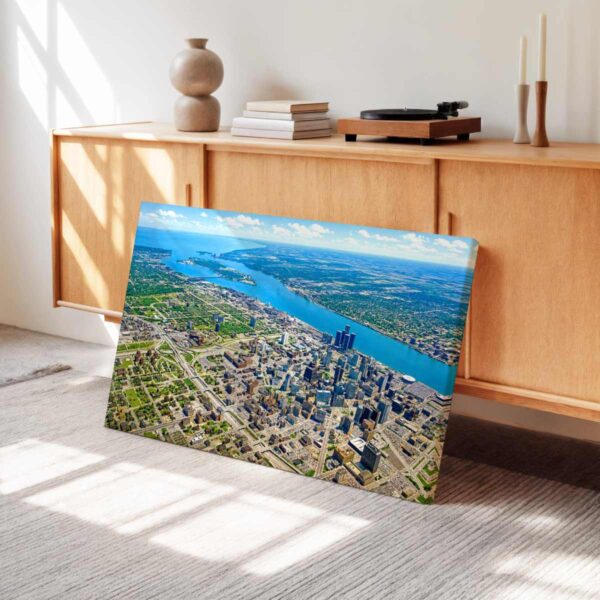 Downtown Detroit Aerial View 1980s – Canvas Print Downtown Detroit Aerial View 1980s – Canvas Print