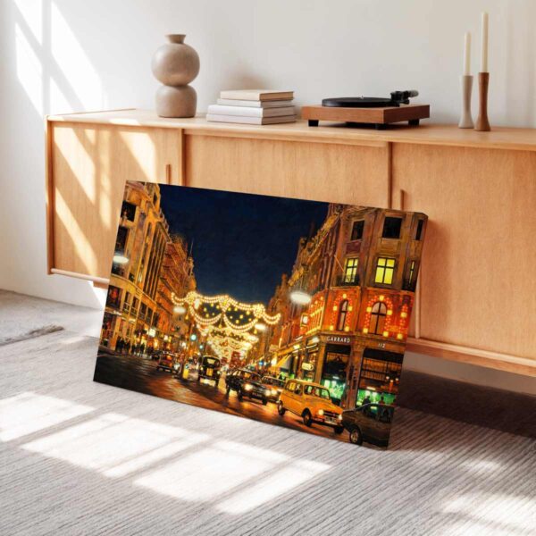 Christmas Lights on Regent Street, London 1970s - Canvas Print