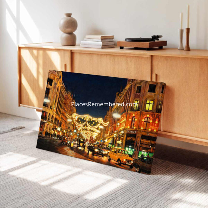 Christmas Lights on Regent Street, London 1970s - Canvas Print