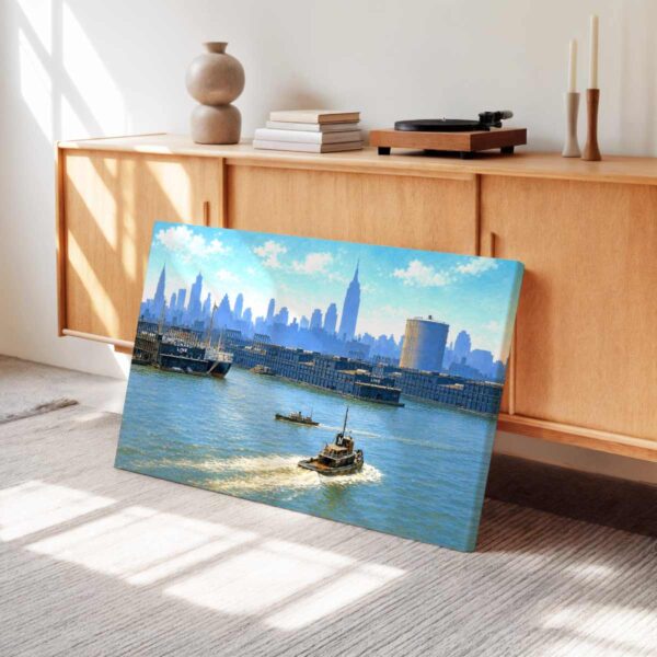 New York Harbor and Manhattan Skyline 1950s - Canvas Print New York Harbor and Manhattan Skyline 1950s - Canvas Print