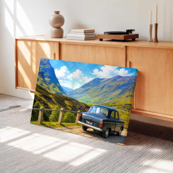 Ford Popular in Glencoe, Scotland 1960s - Canvas Print Ford Popular in Glencoe, Scotland 1960s - Canvas Print