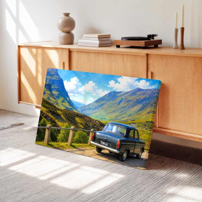 Ford Popular in Glencoe, Scotland 1960s - Canvas Print