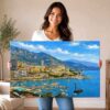 Monaco Harbor and Monte Carlo, Monaco 1960s - Canvas Print Monaco Harbor and Monte Carlo, Monaco 1960s - Canvas Print