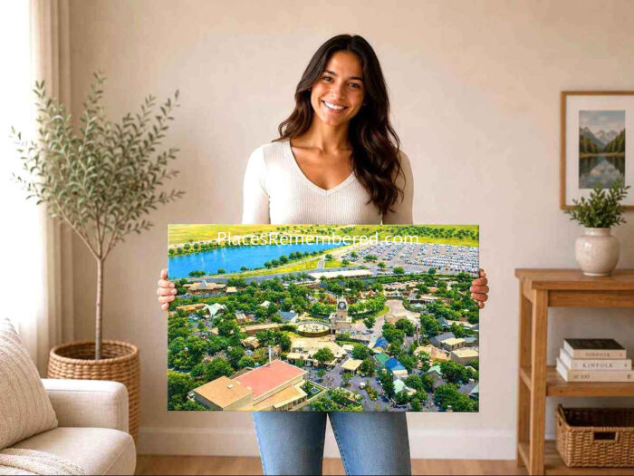 Aerial view of Six Flags Over Texas, Arlington, Texas 1960s - Canvas Print