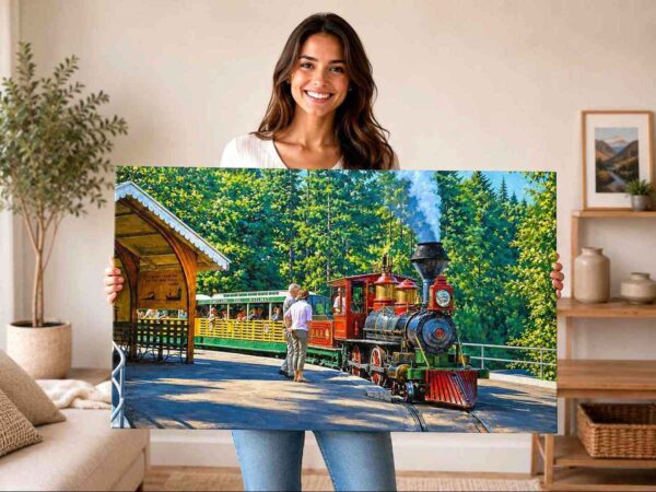 Steam loco at Portland Zoo Railway, Oregon 1960s – Canvas Print Steam loco at Portland Zoo Railway, Oregon 1960s – Canvas Print