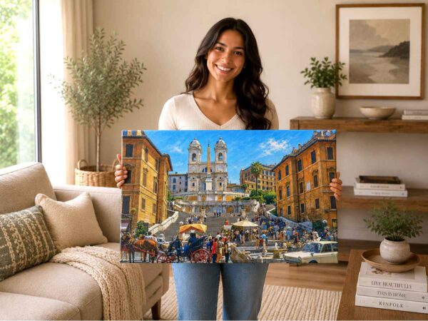 Spanish Steps and Trinità dei Monti, Rome, Italy 1970s - Canvas Print Spanish Steps and Trinità dei Monti, Rome, Italy 1970s - Canvas Print