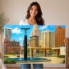 Cobo Hall and Spirit of Transportation, Detroit 1960s – Canvas Print Cobo Hall and Spirit of Transportation, Detroit 1960s – Canvas Print