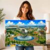 New York World’s Fair Unisphere and Shea Stadium 1960s - Canvas Print