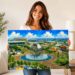 New York World’s Fair Unisphere and Shea Stadium 1960s - Canvas Print