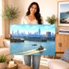 New York Harbor and Manhattan Skyline 1950s - Canvas Print