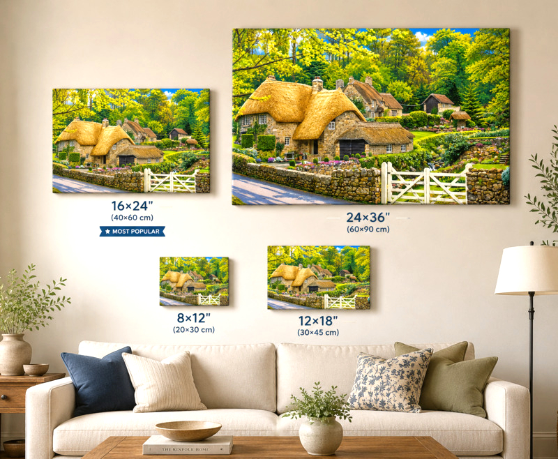 Comparison of the four canvas print sizes available from Places Remembered