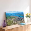 Downtown Detroit Aerial View 1980s – Canvas Print Downtown Detroit Aerial View 1980s – Canvas Print