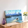 New York Harbor and Manhattan Skyline 1950s - Canvas Print New York Harbor and Manhattan Skyline 1950s - Canvas Print