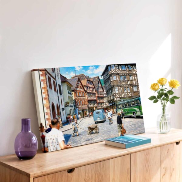 Marktplatz, Mosbach, Baden-Württemberg, Germany 1960s - Canvas Print