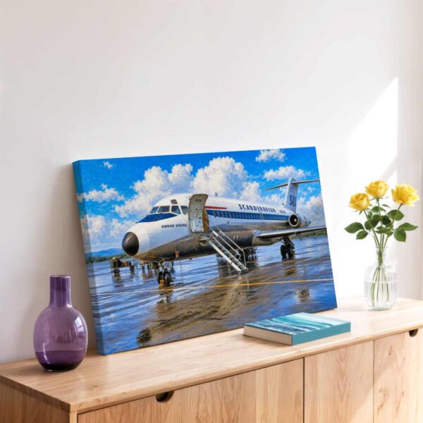 SAS DC-9 at Bergen Airport, Norway 1970s - Canvas Print